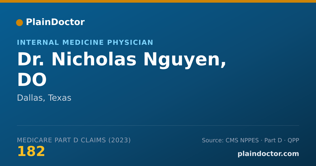 Shareable card for Nicholas Nguyen, DO - Internal Medicine Physician, Dallas, TX