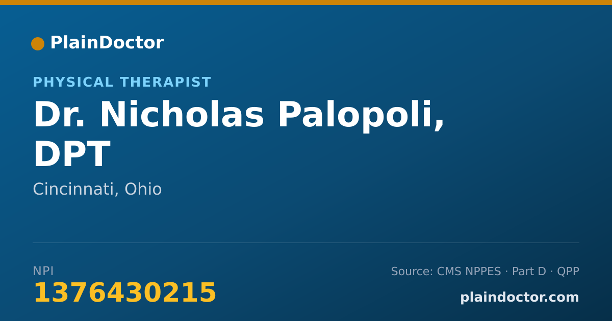 Shareable card for Nicholas Palopoli, DPT - Physical Therapist, Cincinnati, OH