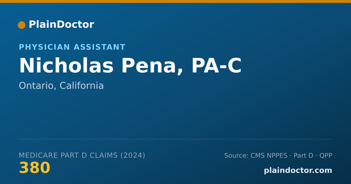 Shareable card for Nicholas Pena, PA-C - Physician Assistant, Ontario, CA