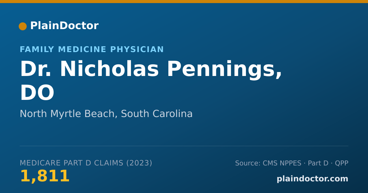Shareable card for Nicholas Pennings, DO - Family Medicine Physician, North Myrtle Beach, SC