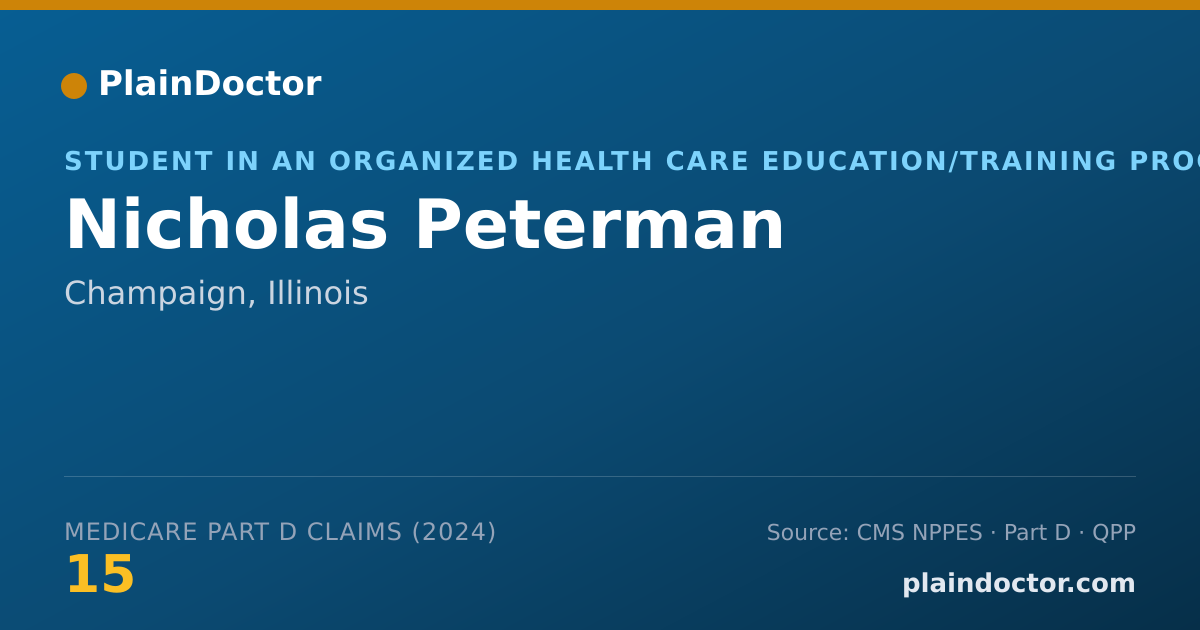 Shareable card for Nicholas Peterman - Student in an Organized Health Care Education/Training Program, Champaign, IL