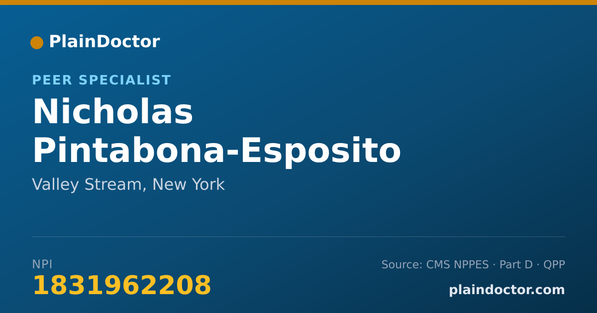 Shareable card for Nicholas Pintabona-Esposito - Peer Specialist, Valley Stream, NY