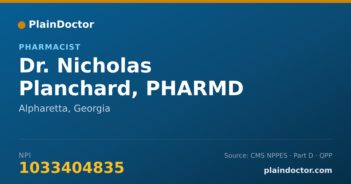 Shareable card for Nicholas Planchard, PHARMD - Pharmacist, Alpharetta, GA