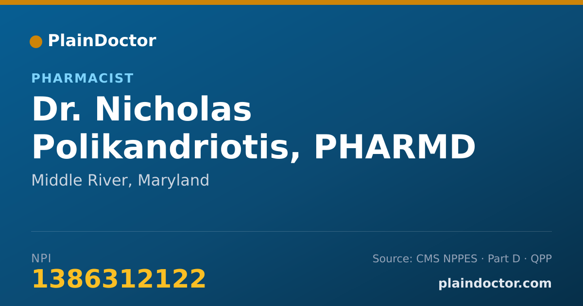 Shareable card for Nicholas Polikandriotis, PHARMD - Pharmacist, Middle River, MD