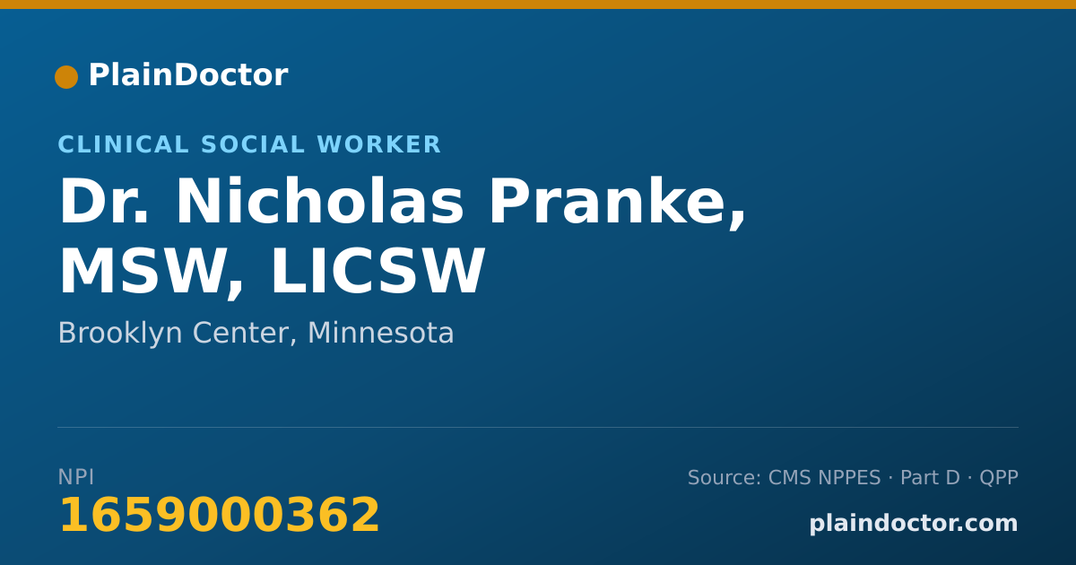 Shareable card for Nicholas Pranke, MSW, LICSW - Clinical Social Worker, Brooklyn Center, MN