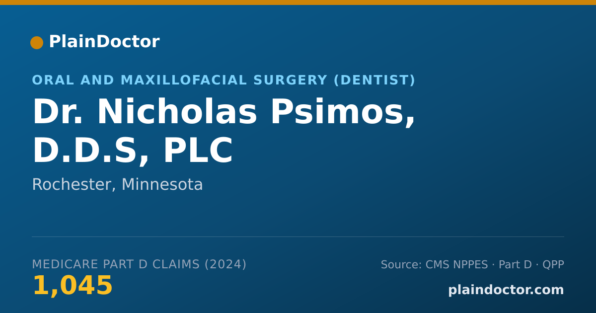 Shareable card for Nicholas Psimos, D.D.S, PLC - Oral and Maxillofacial Surgery (Dentist), Rochester, MN