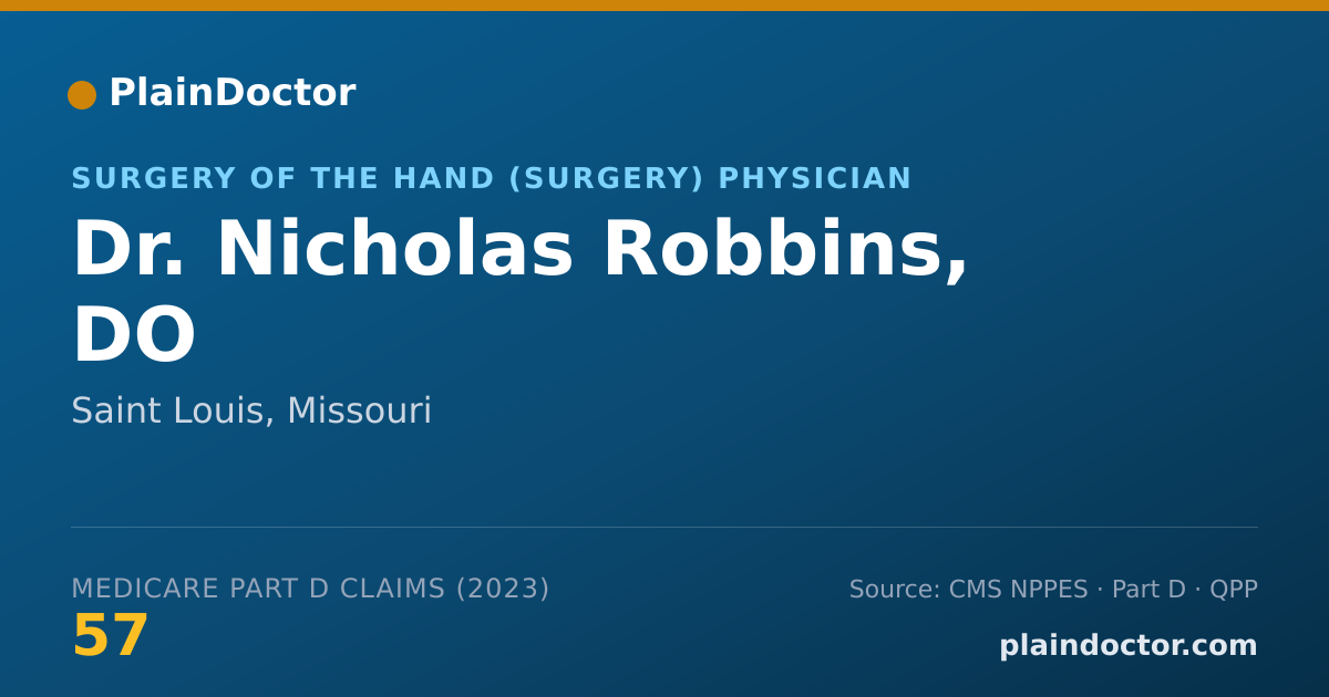 Shareable card for Nicholas Robbins, DO - Surgery of the Hand (Surgery) Physician, Saint Louis, MO