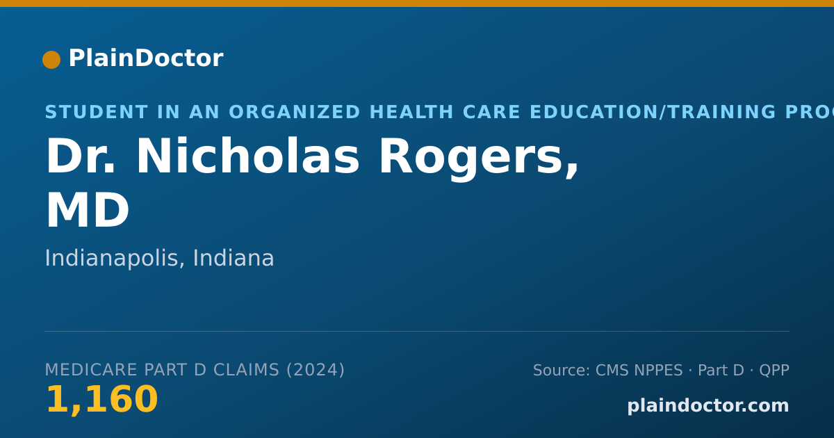 Shareable card for Nicholas Rogers, MD - Student in an Organized Health Care Education/Training Program, Indianapolis, IN