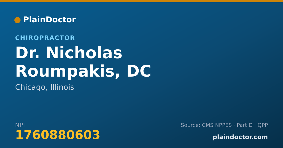 Shareable card for Nicholas Roumpakis, DC - Chiropractor, Chicago, IL
