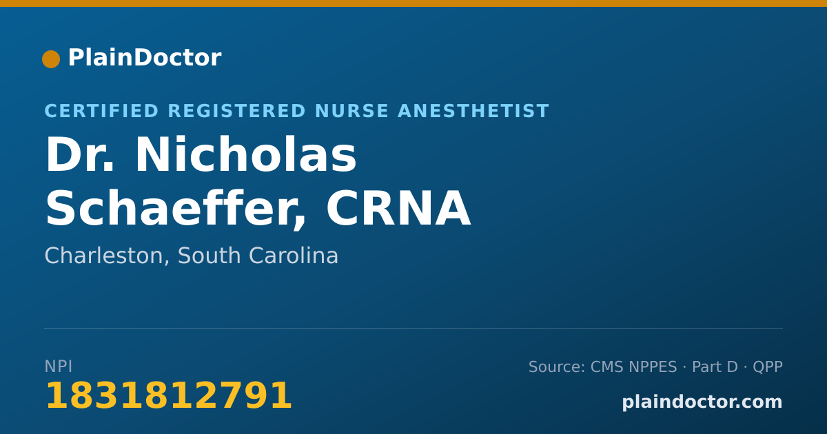 Shareable card for Nicholas Schaeffer, CRNA - Certified Registered Nurse Anesthetist, Charleston, SC