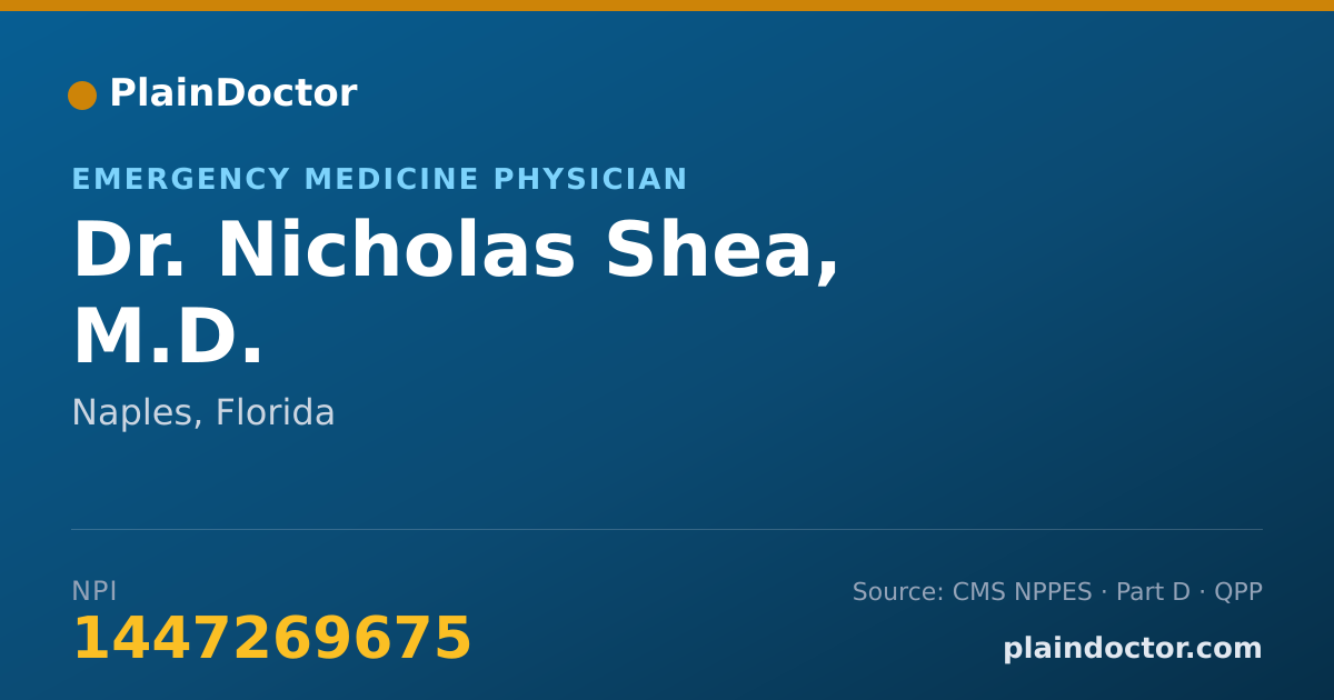 Shareable card for Nicholas Shea, M.D. - Emergency Medicine Physician, Naples, FL