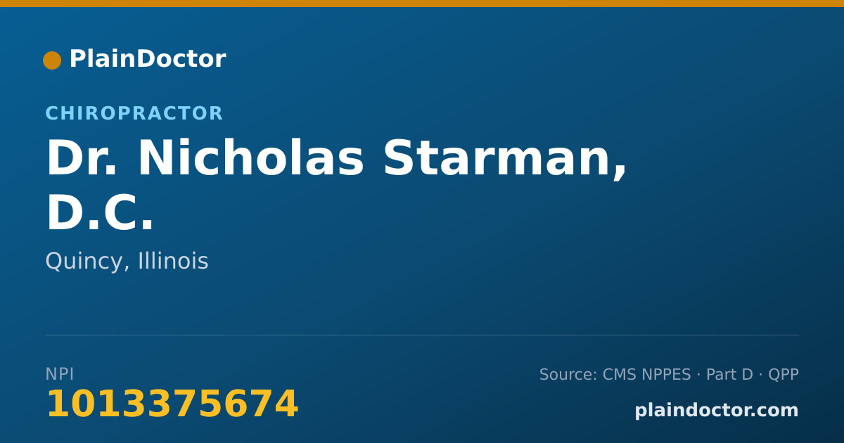 Shareable card for Nicholas Starman, D.C. - Chiropractor, Quincy, IL