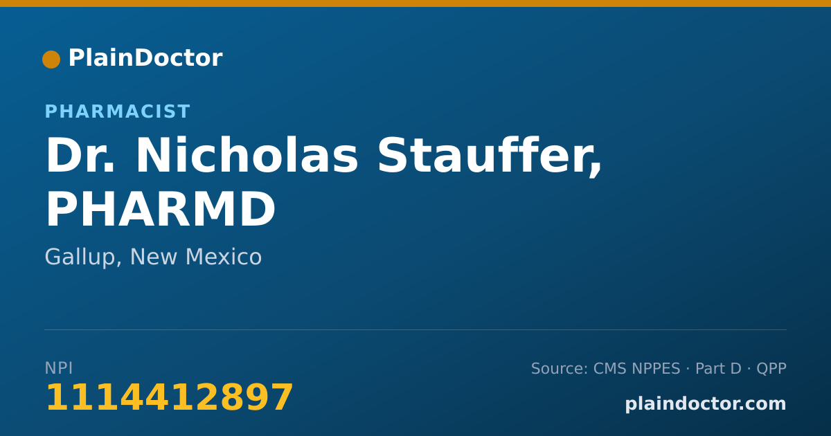 Shareable card for Nicholas Stauffer, PHARMD - Pharmacist, Gallup, NM
