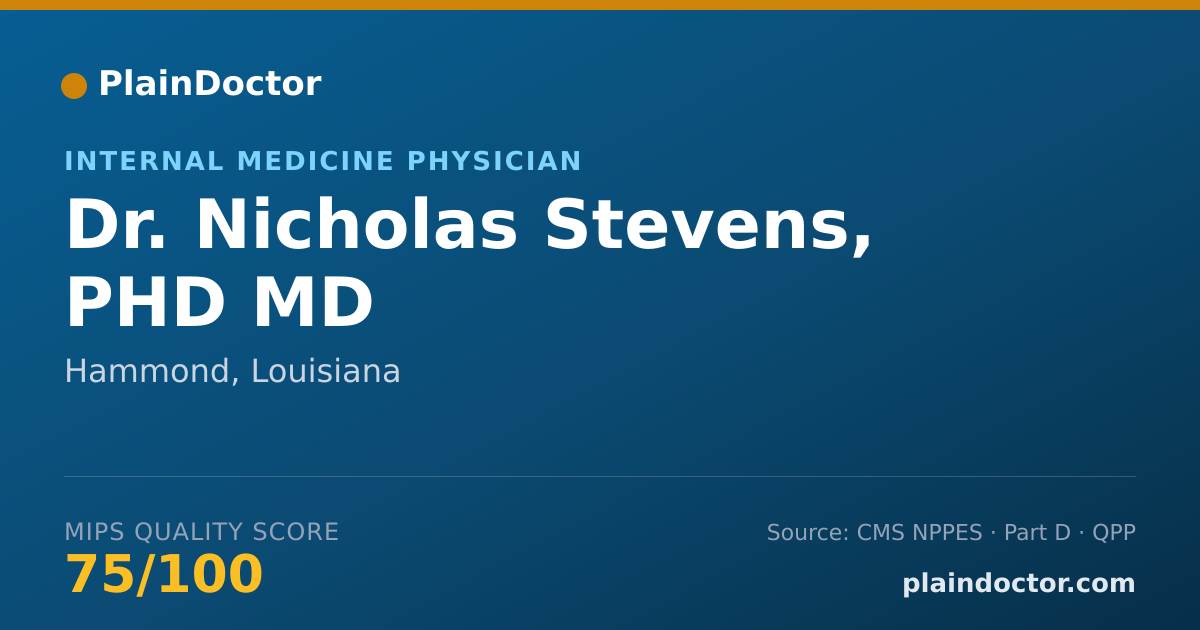 Shareable card for Nicholas Stevens, PHD MD - Internal Medicine Physician, Hammond, LA