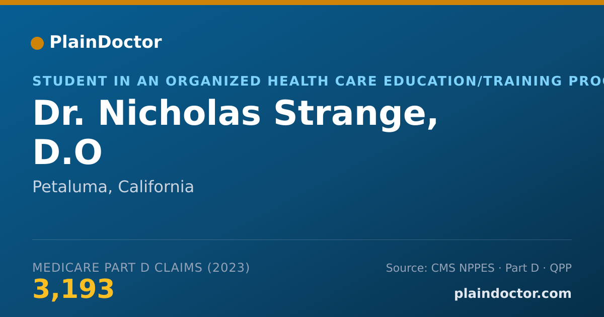 Shareable card for Nicholas Strange, D.O - Student in an Organized Health Care Education/Training Program, Petaluma, CA