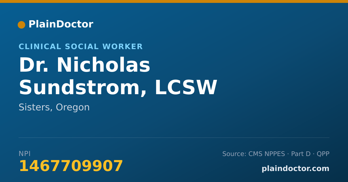 Shareable card for Nicholas Sundstrom, LCSW - Clinical Social Worker, Sisters, OR