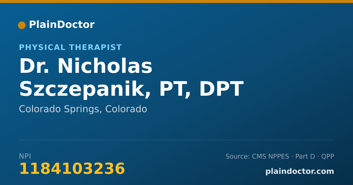 Shareable card for Nicholas Szczepanik, PT, DPT - Physical Therapist, Colorado Springs, CO