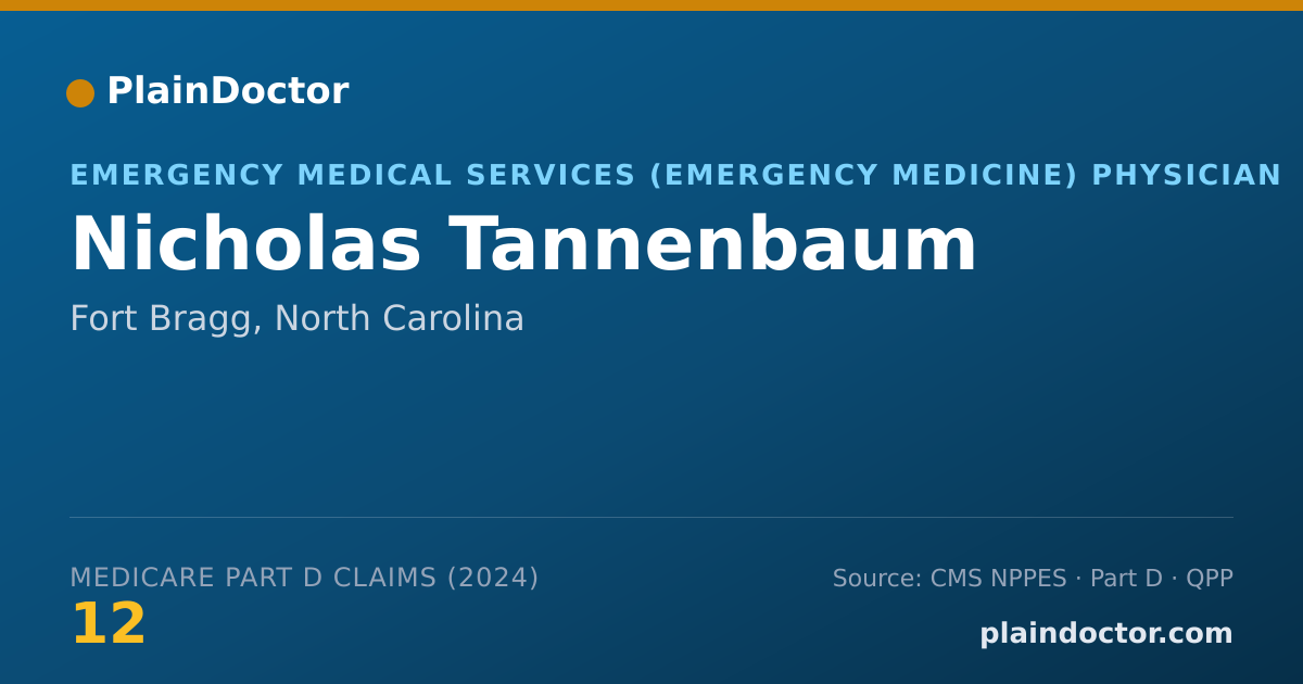 Shareable card for Nicholas Tannenbaum - Emergency Medical Services (Emergency Medicine) Physician, Fort Bragg, NC