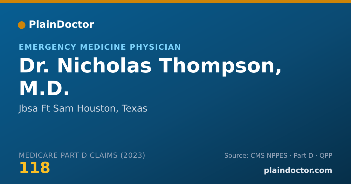 Shareable card for Nicholas Thompson, M.D. - Emergency Medicine Physician, Jbsa Ft Sam Houston, TX