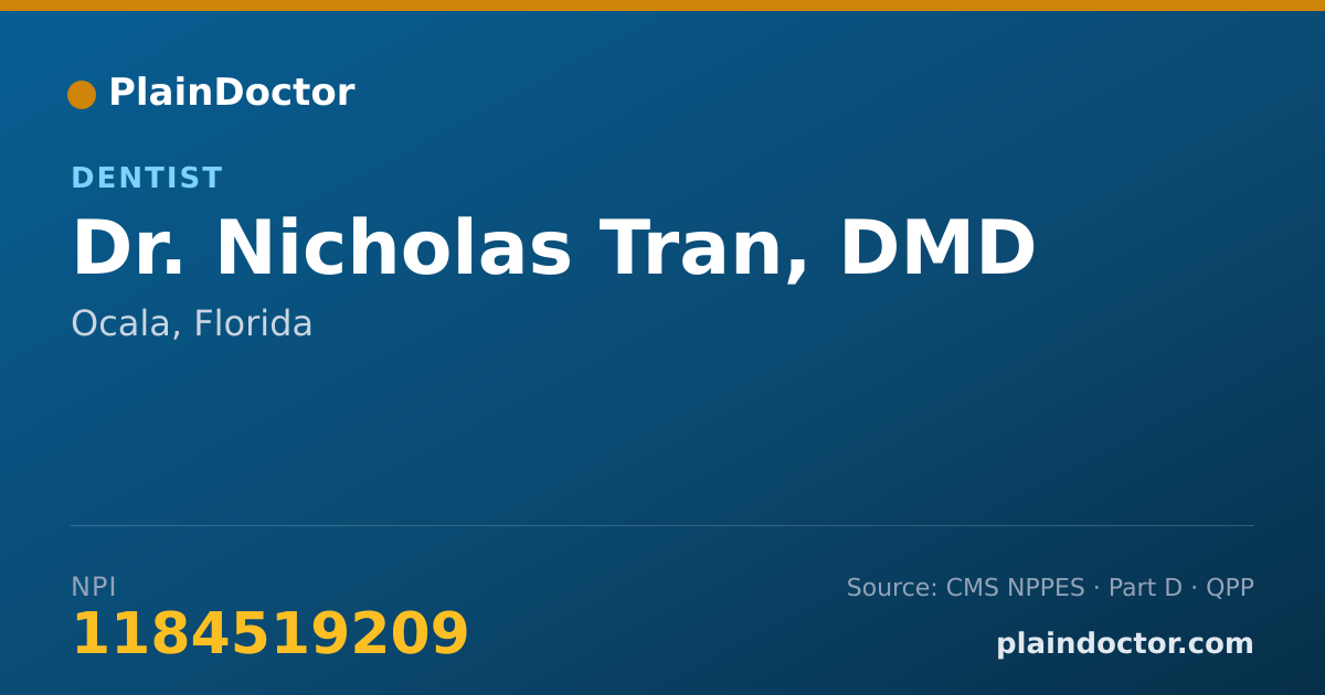 Shareable card for Nicholas Tran, DMD - Dentist, Ocala, FL