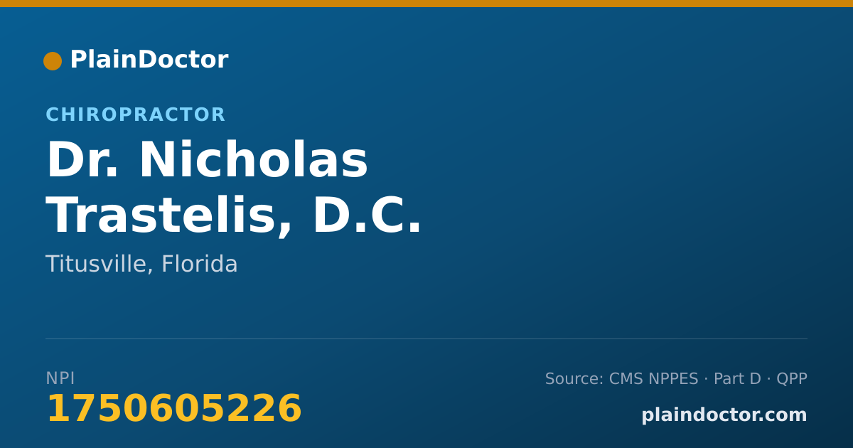 Shareable card for Nicholas Trastelis, D.C. - Chiropractor, Titusville, FL