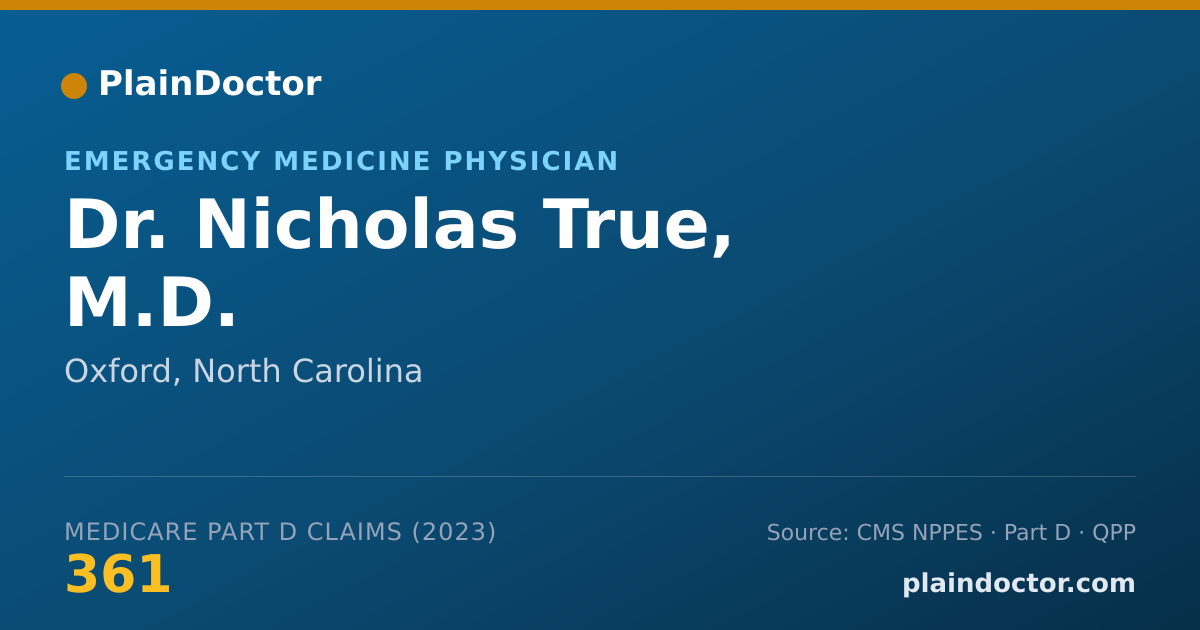 Shareable card for Nicholas True, M.D. - Emergency Medicine Physician, Oxford, NC