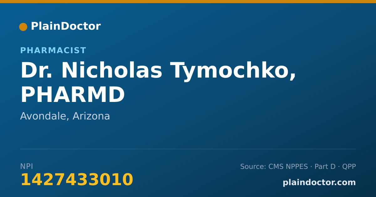Shareable card for Nicholas Tymochko, PHARMD - Pharmacist, Avondale, AZ