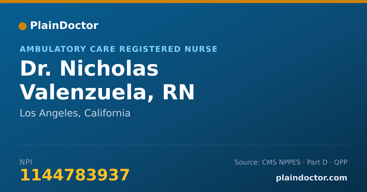 Shareable card for Nicholas Valenzuela, RN - Ambulatory Care Registered Nurse, Los Angeles, CA