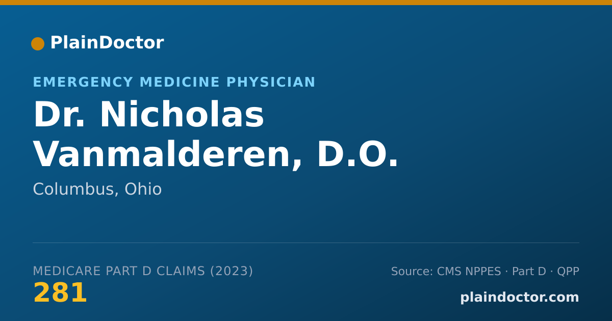 Shareable card for Nicholas Vanmalderen, D.O. - Emergency Medicine Physician, Columbus, OH