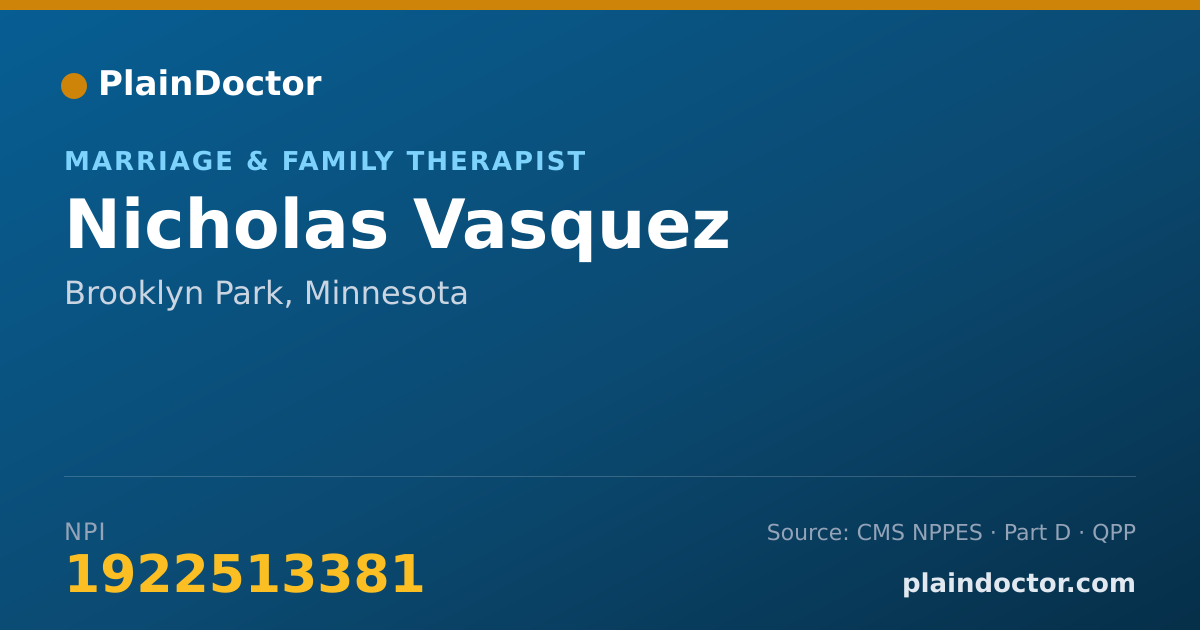 Shareable card for Nicholas Vasquez - Marriage & Family Therapist, Brooklyn Park, MN