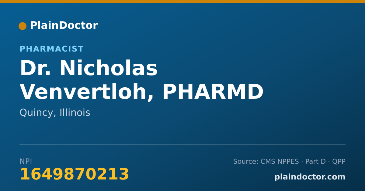 Shareable card for Nicholas Venvertloh, PHARMD - Pharmacist, Quincy, IL