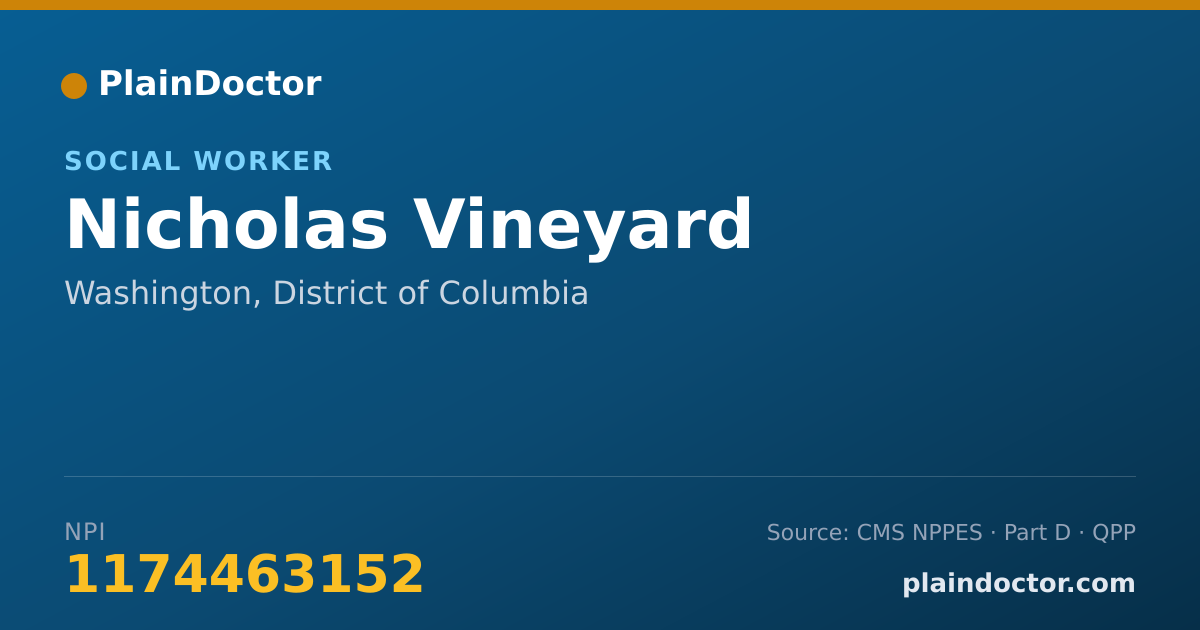 Shareable card for Nicholas Vineyard - Social Worker, Washington, DC