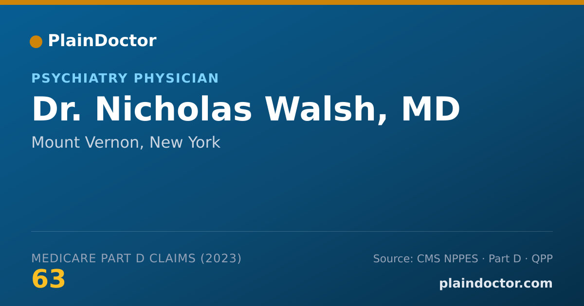 Shareable card for Nicholas Walsh, MD - Psychiatry Physician, Mount Vernon, NY