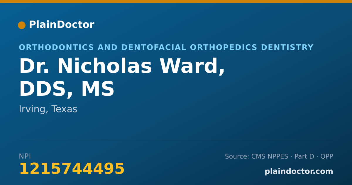 Shareable card for Nicholas Ward, DDS, MS - Orthodontics and Dentofacial Orthopedics Dentistry, Irving, TX