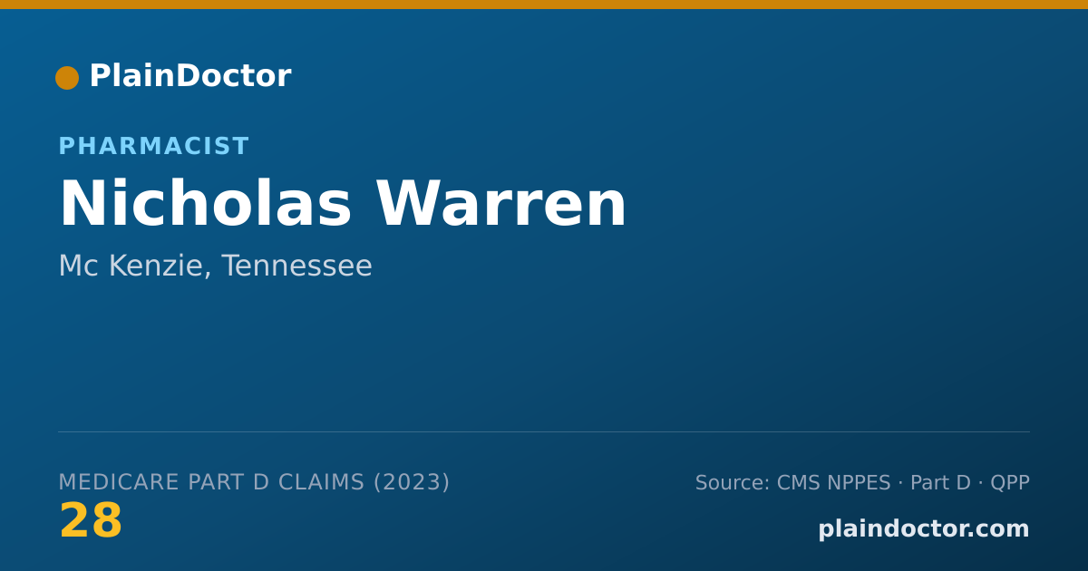 Shareable card for Nicholas Warren - Pharmacist, Mc Kenzie, TN