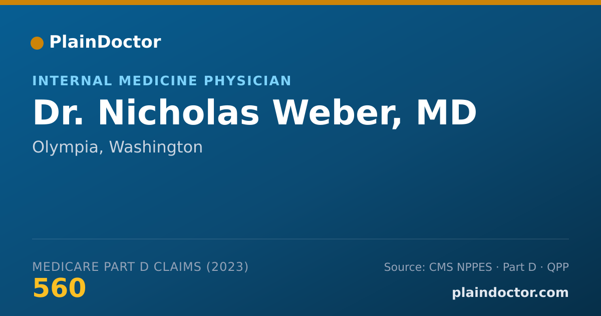 Shareable card for Nicholas Weber, MD - Internal Medicine Physician, Olympia, WA