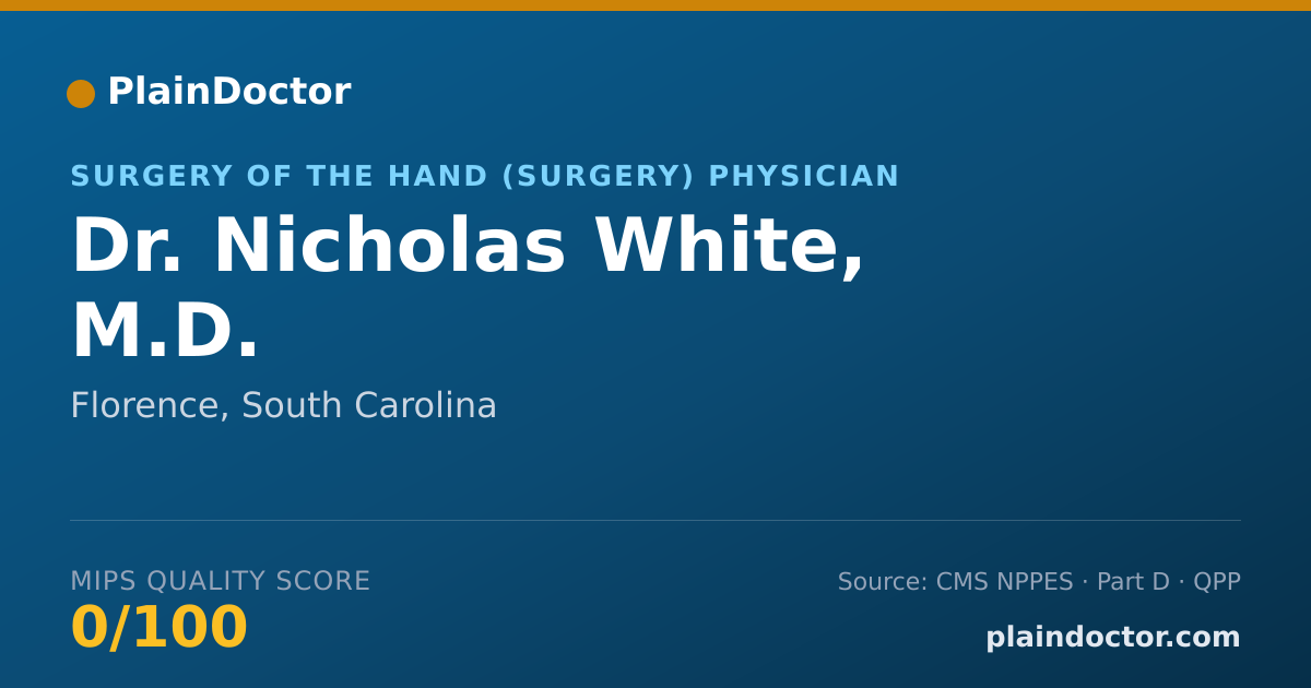 Shareable card for Nicholas White, M.D. - Surgery of the Hand (Surgery) Physician, Florence, SC