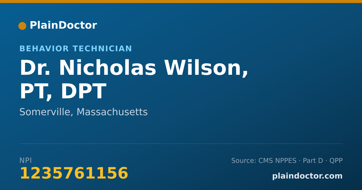 Shareable card for Nicholas Wilson, PT, DPT - Behavior Technician, Somerville, MA