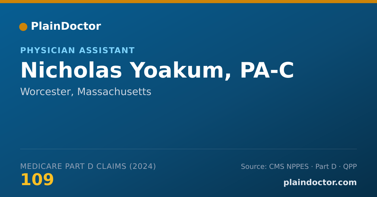 Shareable card for Nicholas Yoakum, PA-C - Physician Assistant, Worcester, MA