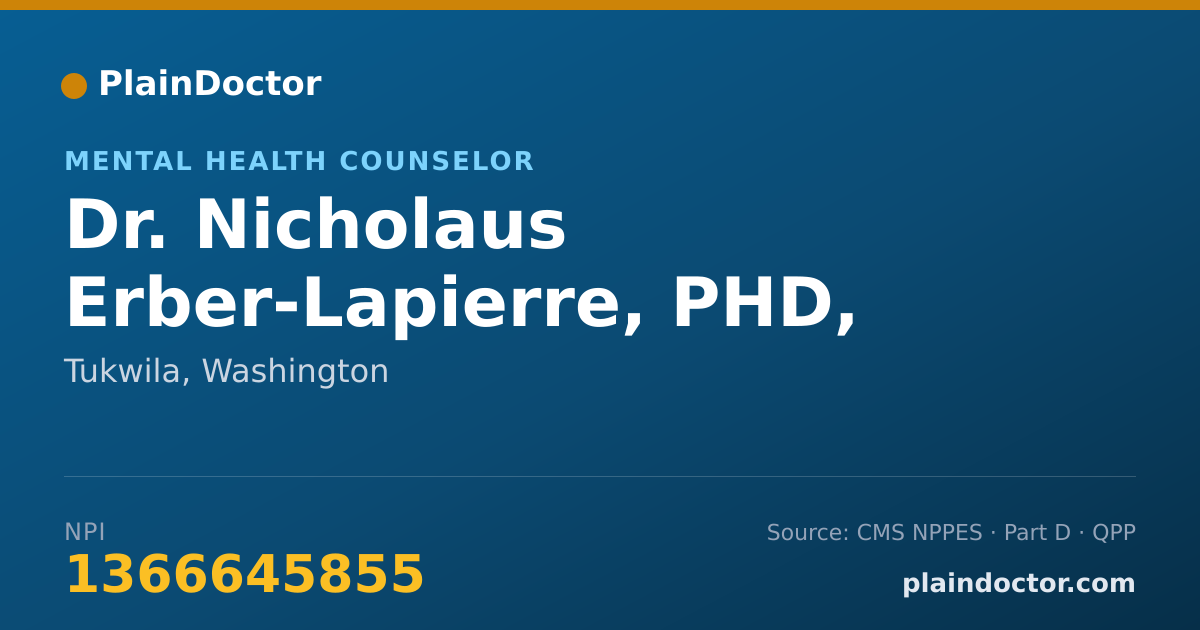 Shareable card for Nicholaus Erber-Lapierre, PHD, LMHC - Mental Health Counselor, Tukwila, WA