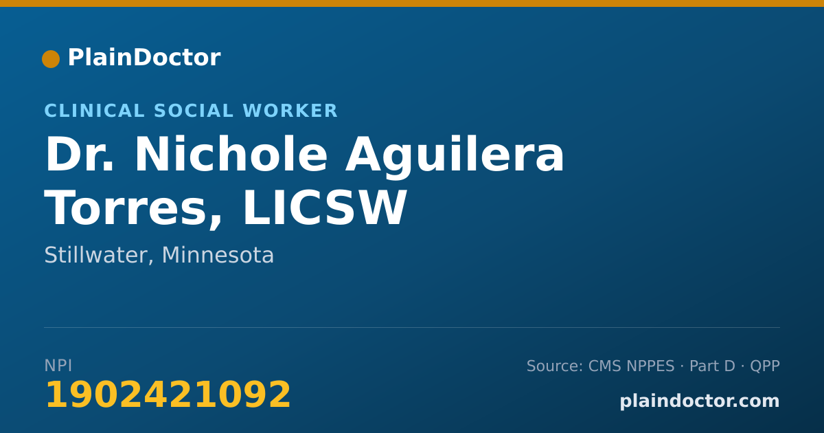 Shareable card for Nichole Aguilera Torres, LICSW - Clinical Social Worker, Stillwater, MN