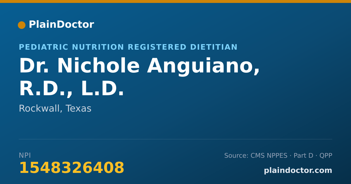 Shareable card for Nichole Anguiano, R.D., L.D. - Pediatric Nutrition Registered Dietitian, Rockwall, TX