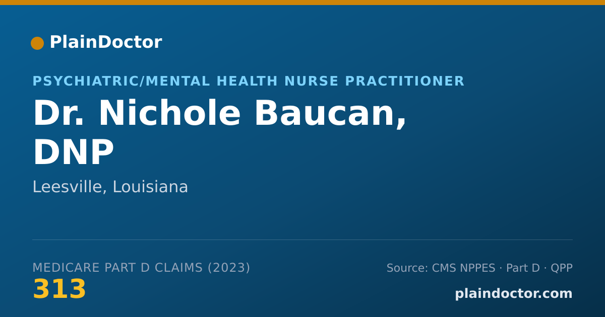 Shareable card for Nichole Baucan, DNP - Psychiatric/Mental Health Nurse Practitioner, Leesville, LA