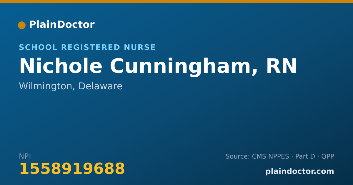 Shareable card for Nichole Cunningham, RN - School Registered Nurse, Wilmington, DE