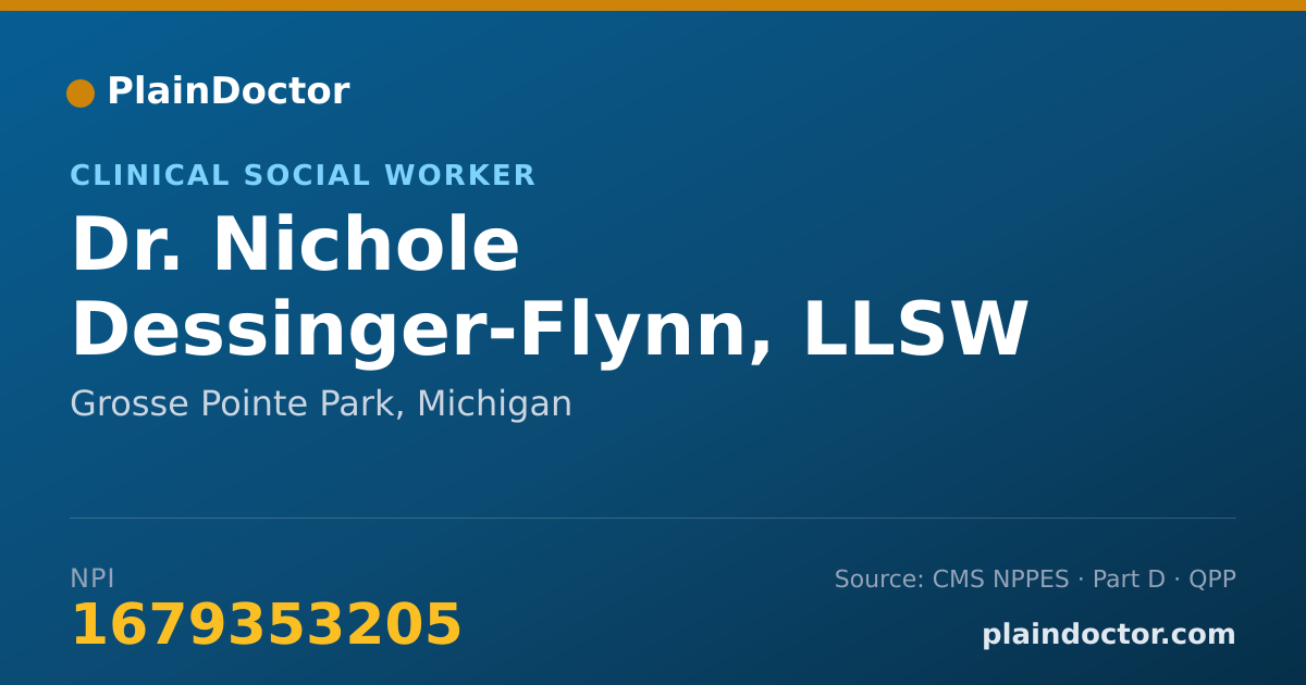 Shareable card for Nichole Dessinger-Flynn, LLSW - Clinical Social Worker, Grosse Pointe Park, MI
