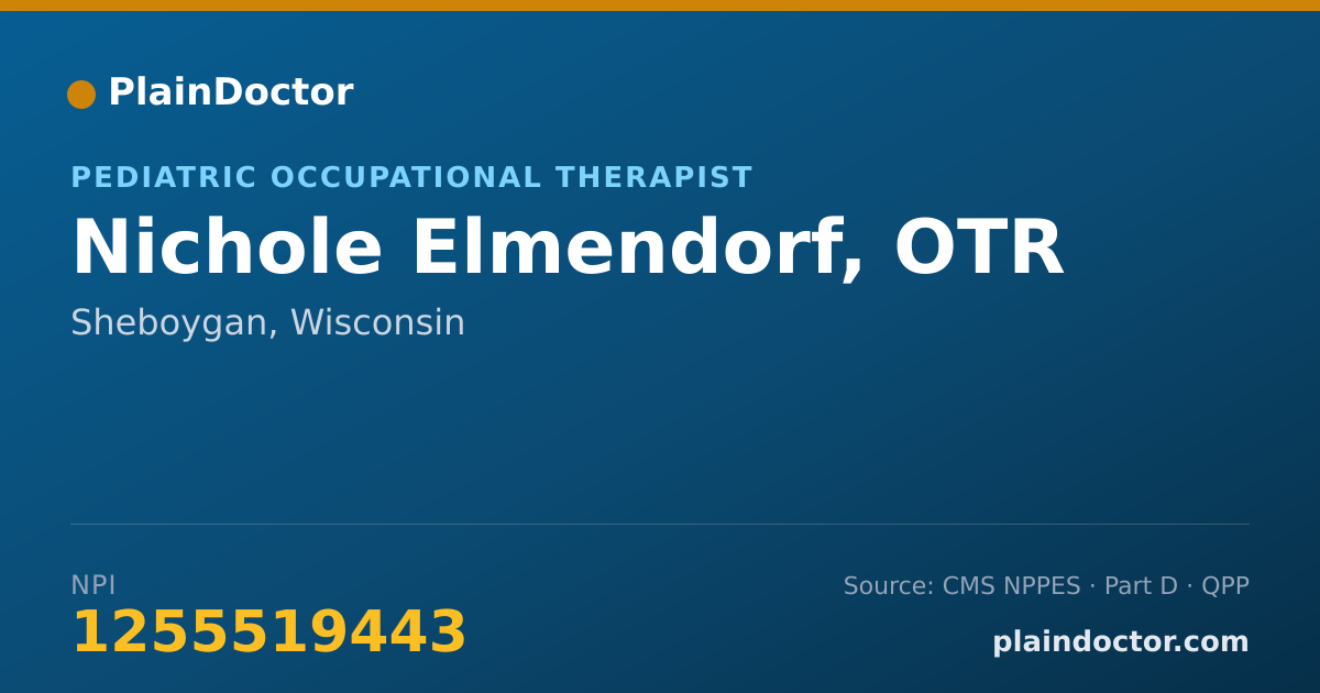 Shareable card for Nichole Elmendorf, OTR - Pediatric Occupational Therapist, Sheboygan, WI