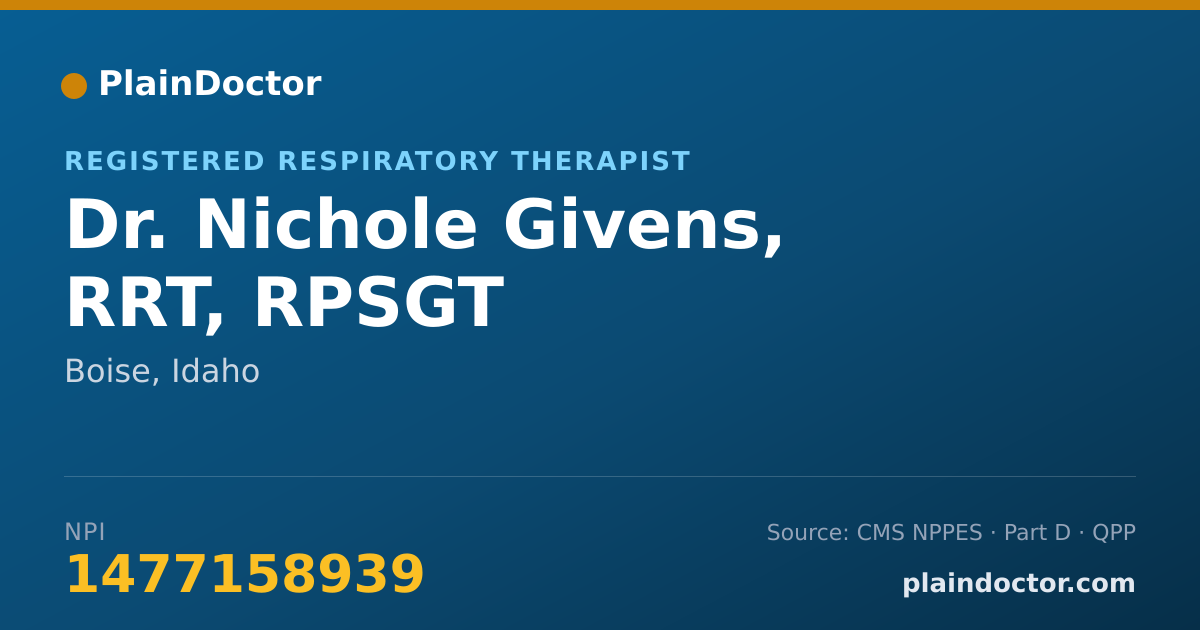 Shareable card for Nichole Givens, RRT, RPSGT - Registered Respiratory Therapist, Boise, ID