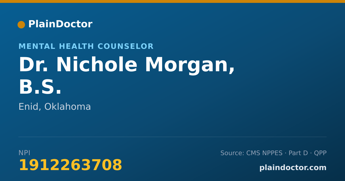 Shareable card for Nichole Morgan, B.S. - Mental Health Counselor, Enid, OK