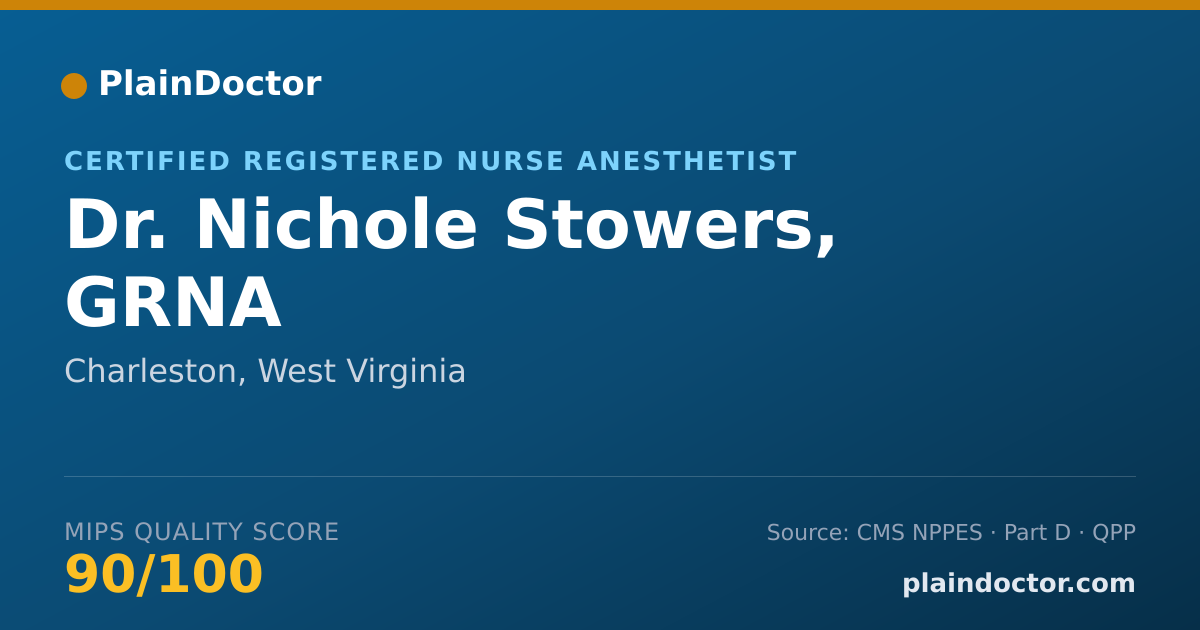 Shareable card for Nichole Stowers, GRNA - Certified Registered Nurse Anesthetist, Charleston, WV