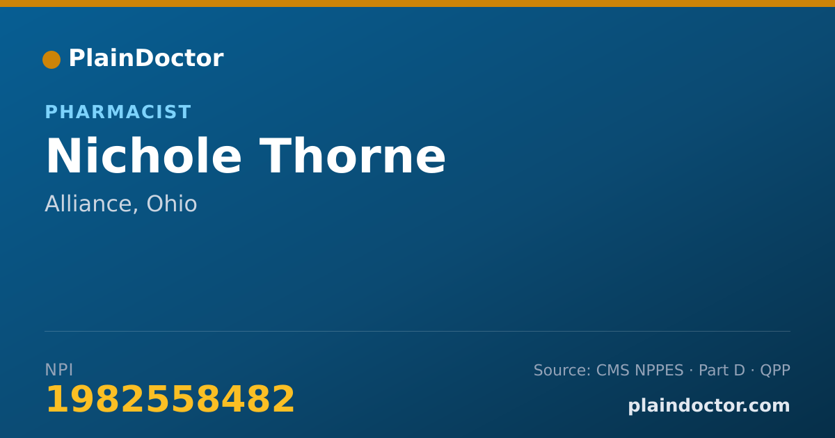 Shareable card for Nichole Thorne - Pharmacist, Alliance, OH